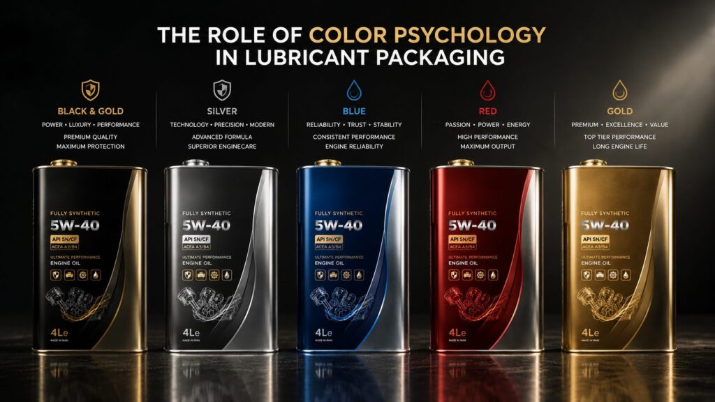 Color psychology in premium motor oil packaging design