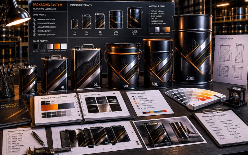 Production-ready industrial packaging system and brand standards