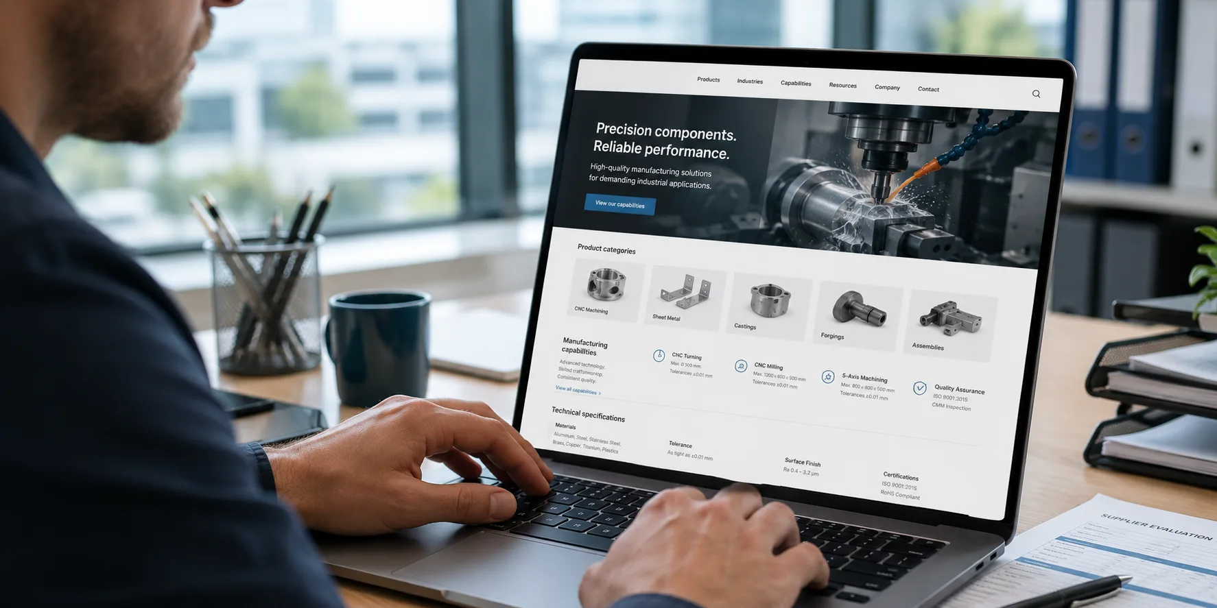 international-buyer-evaluating-industrial-manufacturer-website