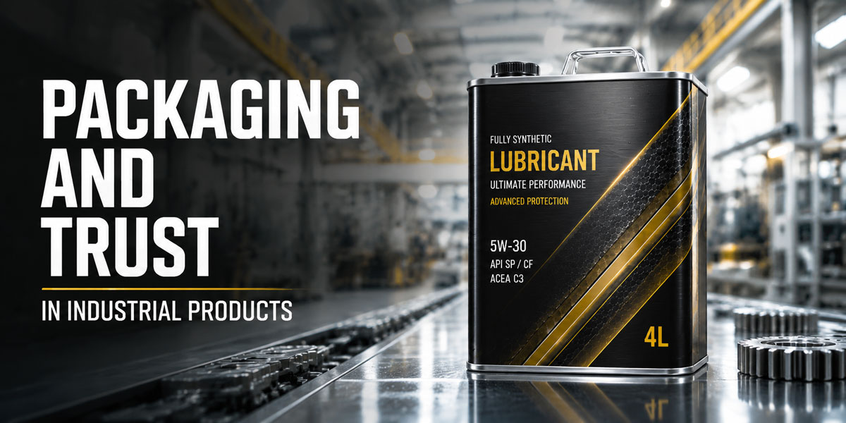 How industrial packaging design influences trust in lubricant and industrial products