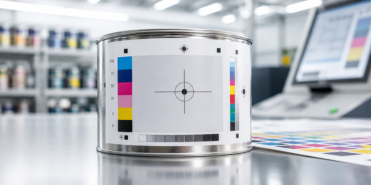 Print-ready artwork preparation for industrial metal can packaging