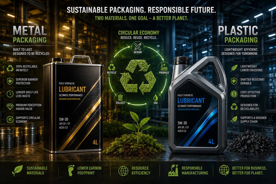 Sustainable metal and plastic packaging solutions for lubricant brands
